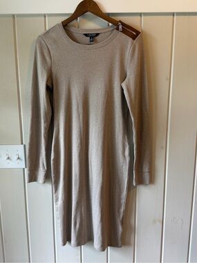 Lauren Ralph Lauren Long Sleeve Crewneck Knit Dress — Taupe